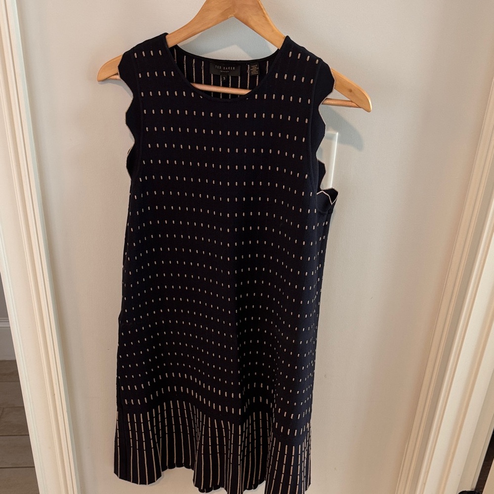 Ted Baker London Navy Mini Dress with Gold Details